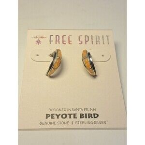 NEW Peyote Bird Free Spirit Orange Sterling Silver Hoop Style Earrings Pierced